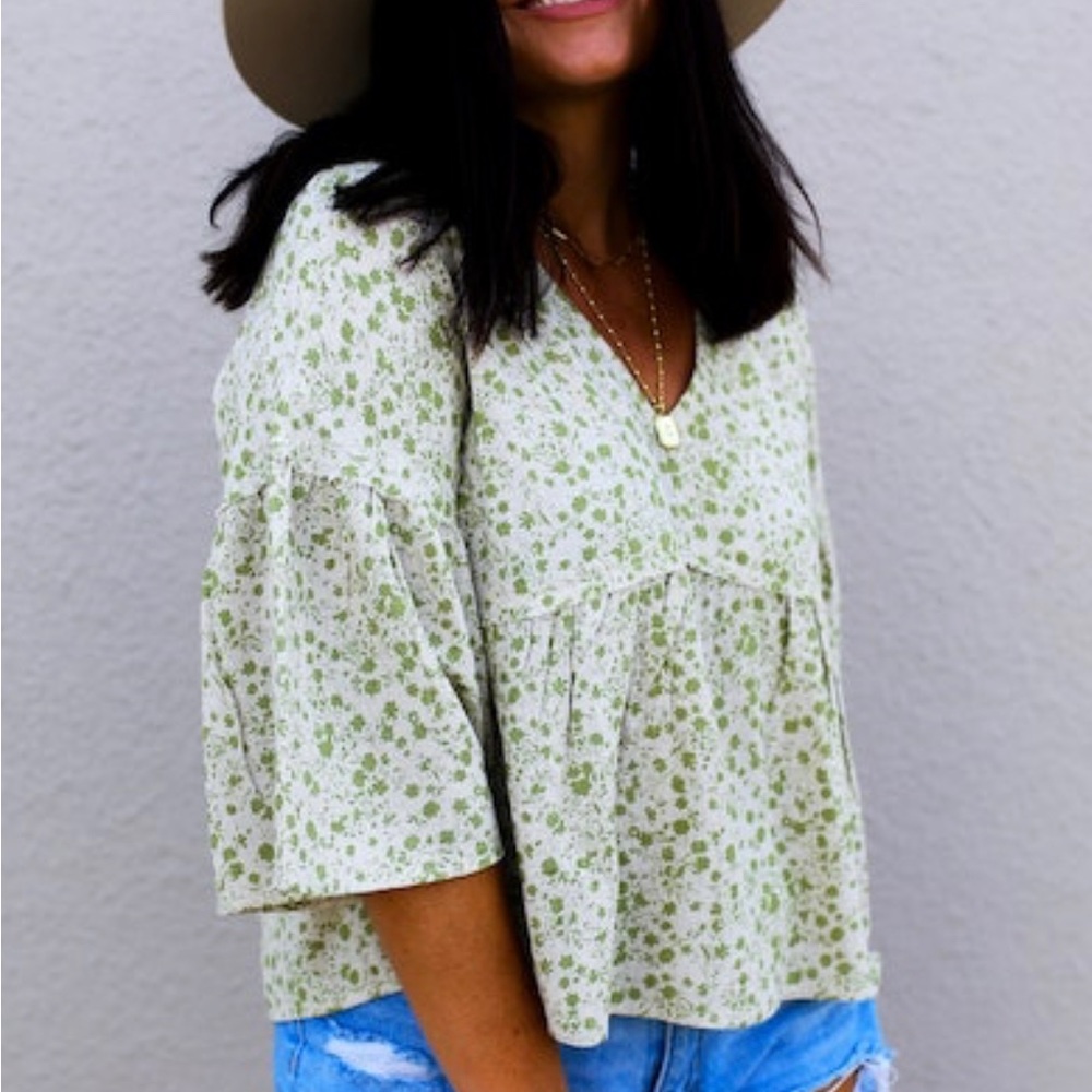 Sage Floral Top